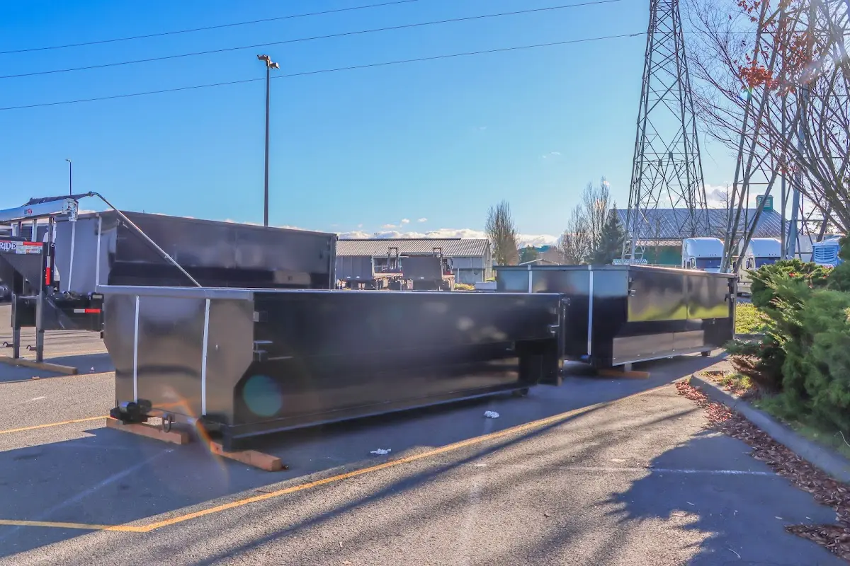 Roll-off dumpster ready for waste disposal at job site for 6 Yard Dumpster Rental in Columbus